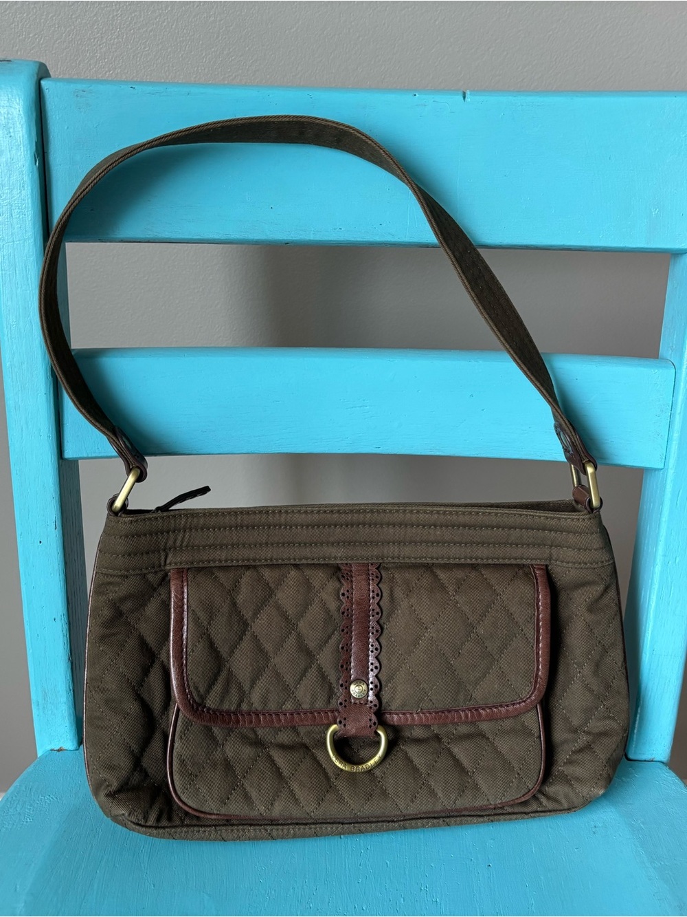 Vera Bradley Olive Green Shoulder Bag with Front Flap, Middleton Collection VTG